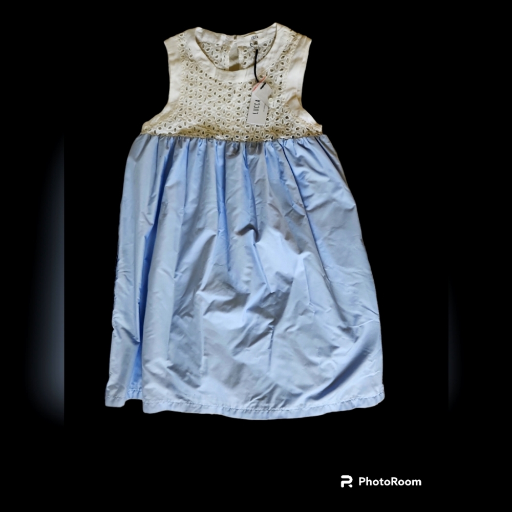 Lucca women's XS summer dress in baby blue and ivory NWT